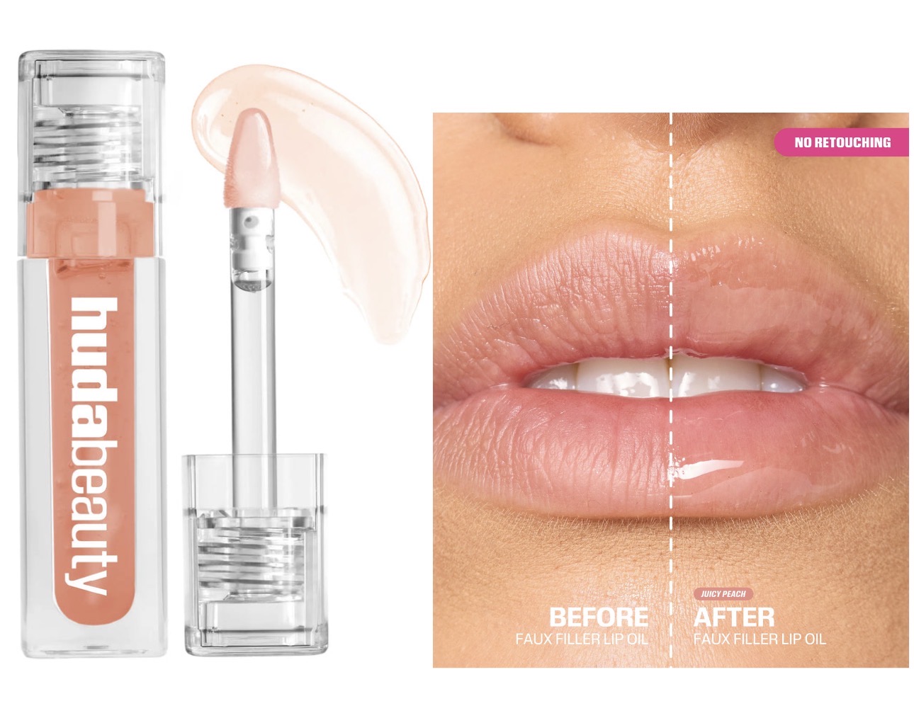 Huda Beauty Faux Filler Jelly Oil Lip Gloss-peach