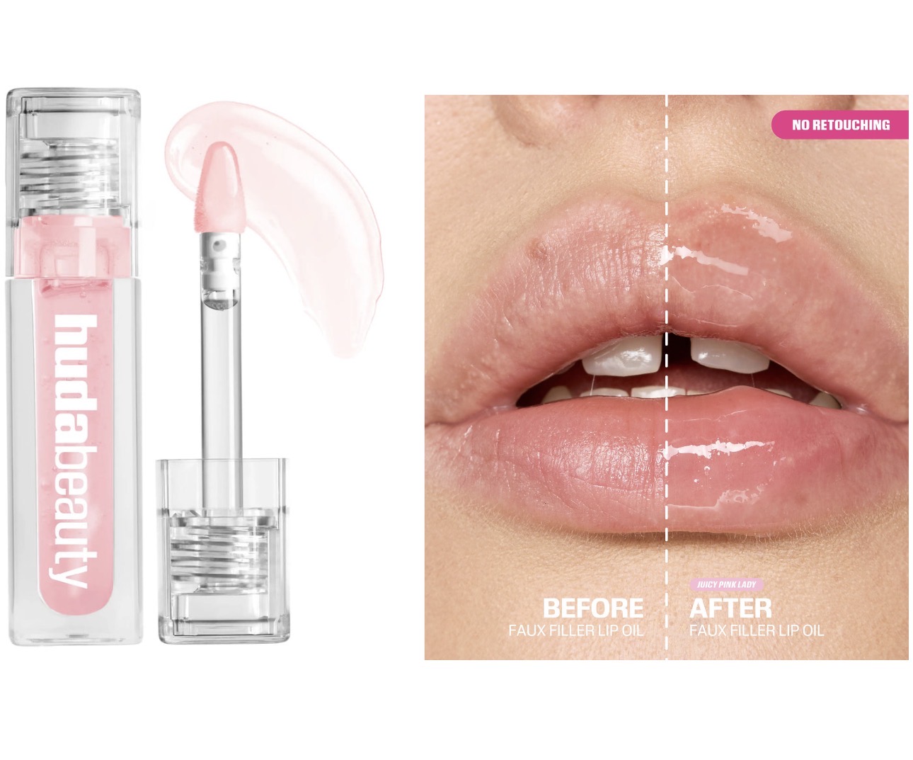 Huda Beauty Faux Filler Jelly Oil Lip Gloss-Pink lady