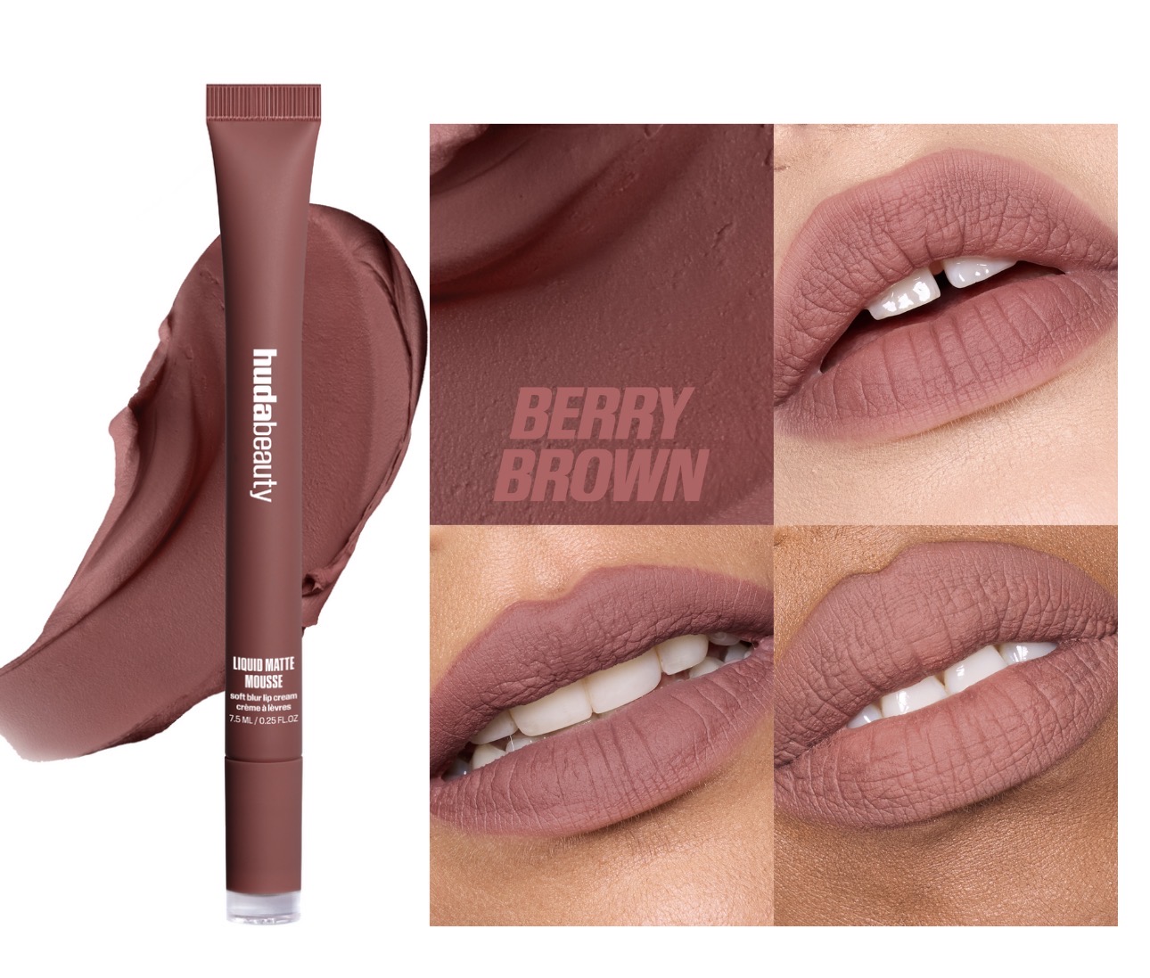 Huda Beauty Liquid Matte Mousse Lip Cream-berry brown