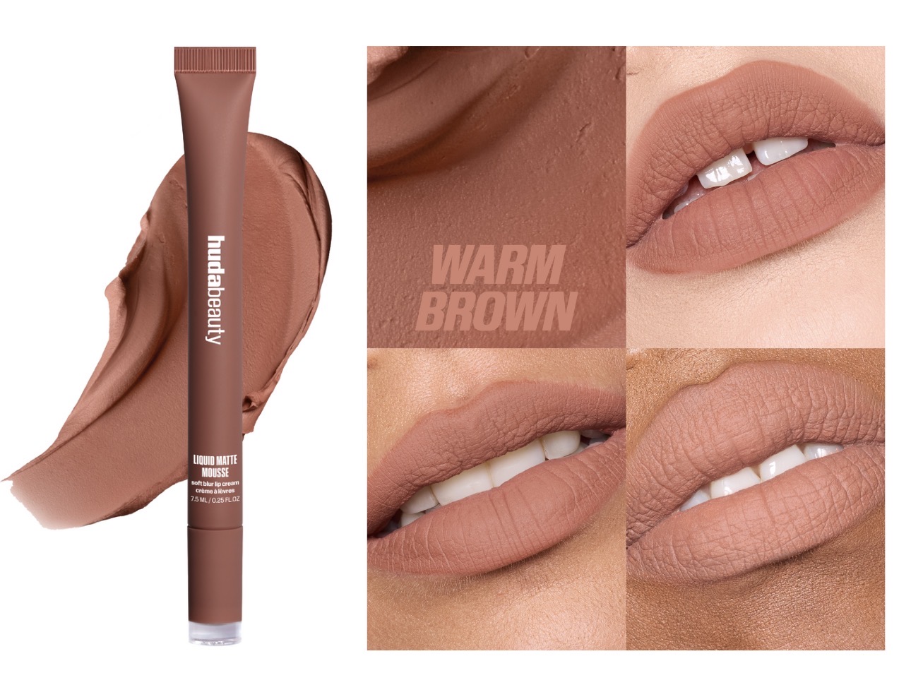 Huda Beauty Liquid Matte Mousse Lip Cream-warm brown