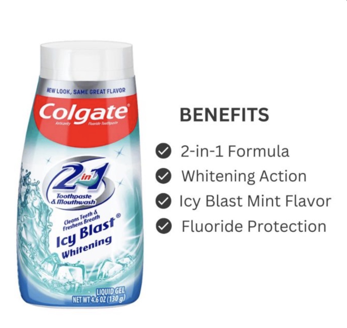 Colgate 2 In 1 Toothpaste & Mouthwash Icy Blast -100ml 